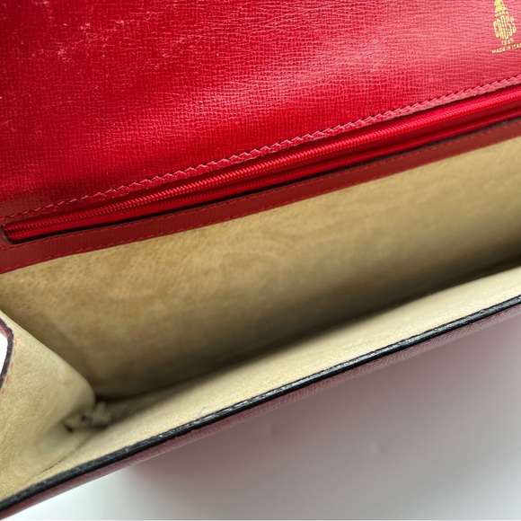 Mark Cross Red Leather Italy Legal Document Envelope  Case Clutch Gold - Picture 15 of 16